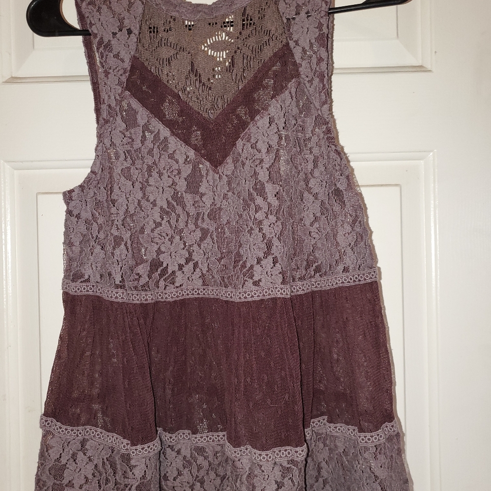Free People lace top Med sleeveless Purple